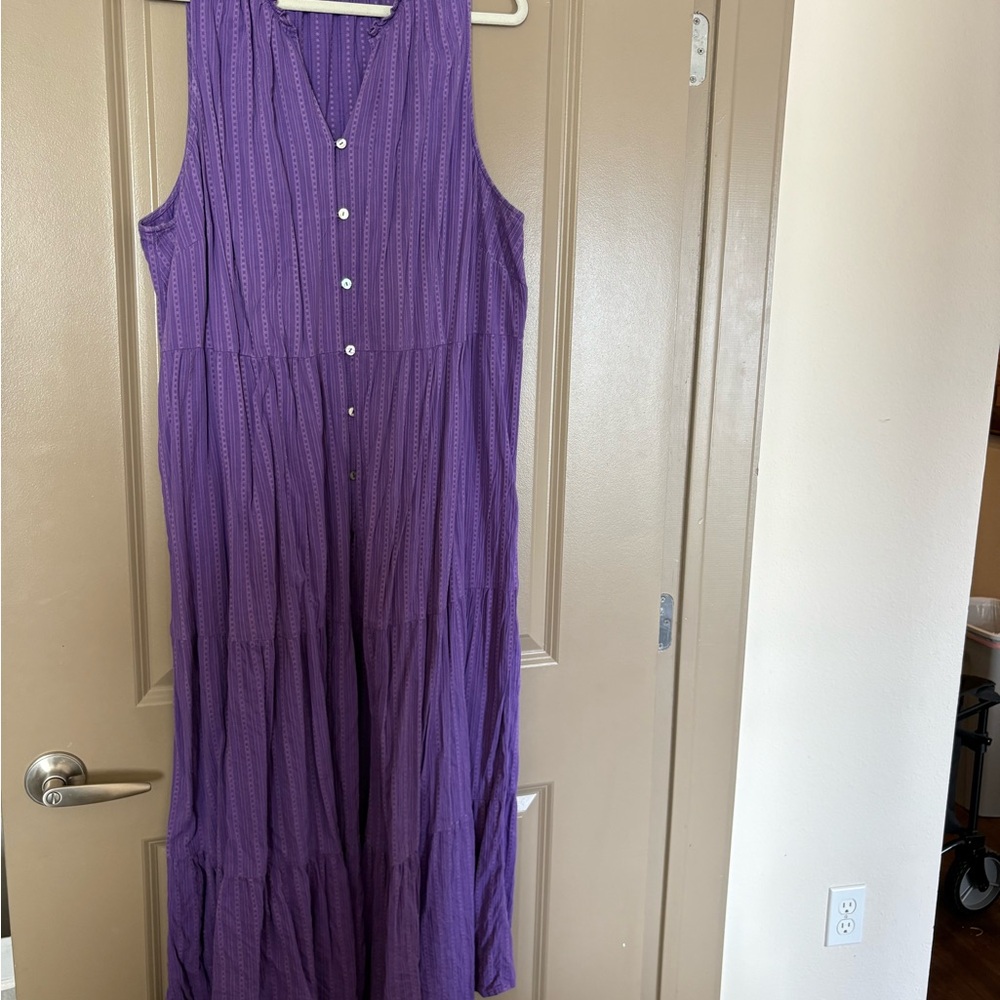 J. Jill Purple Button-Front Maxi Dress
